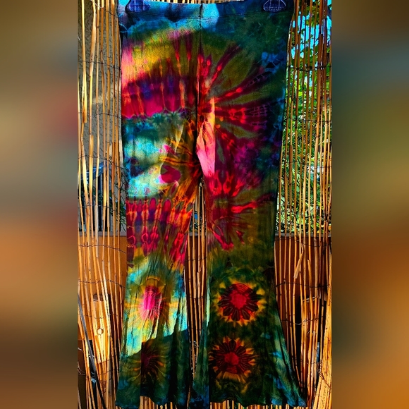TIE DYE *8 Colors Avail* Rayon Stretch Bell Bottom Pant OS NEW - Picture 12 of 16